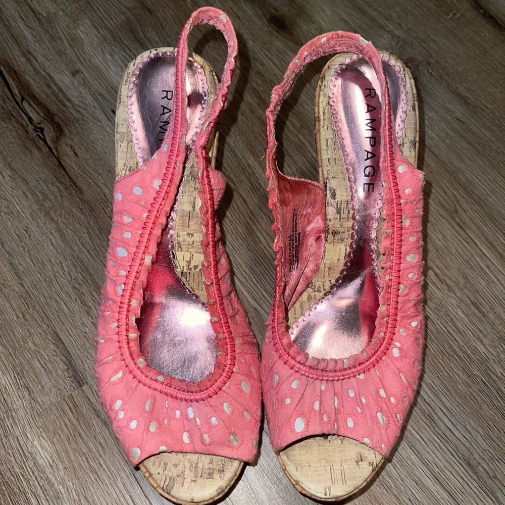 Rampage pink cork wedges